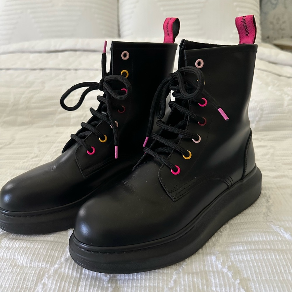 Alexander McQueen Combat Boots with Colorful Eyelets
